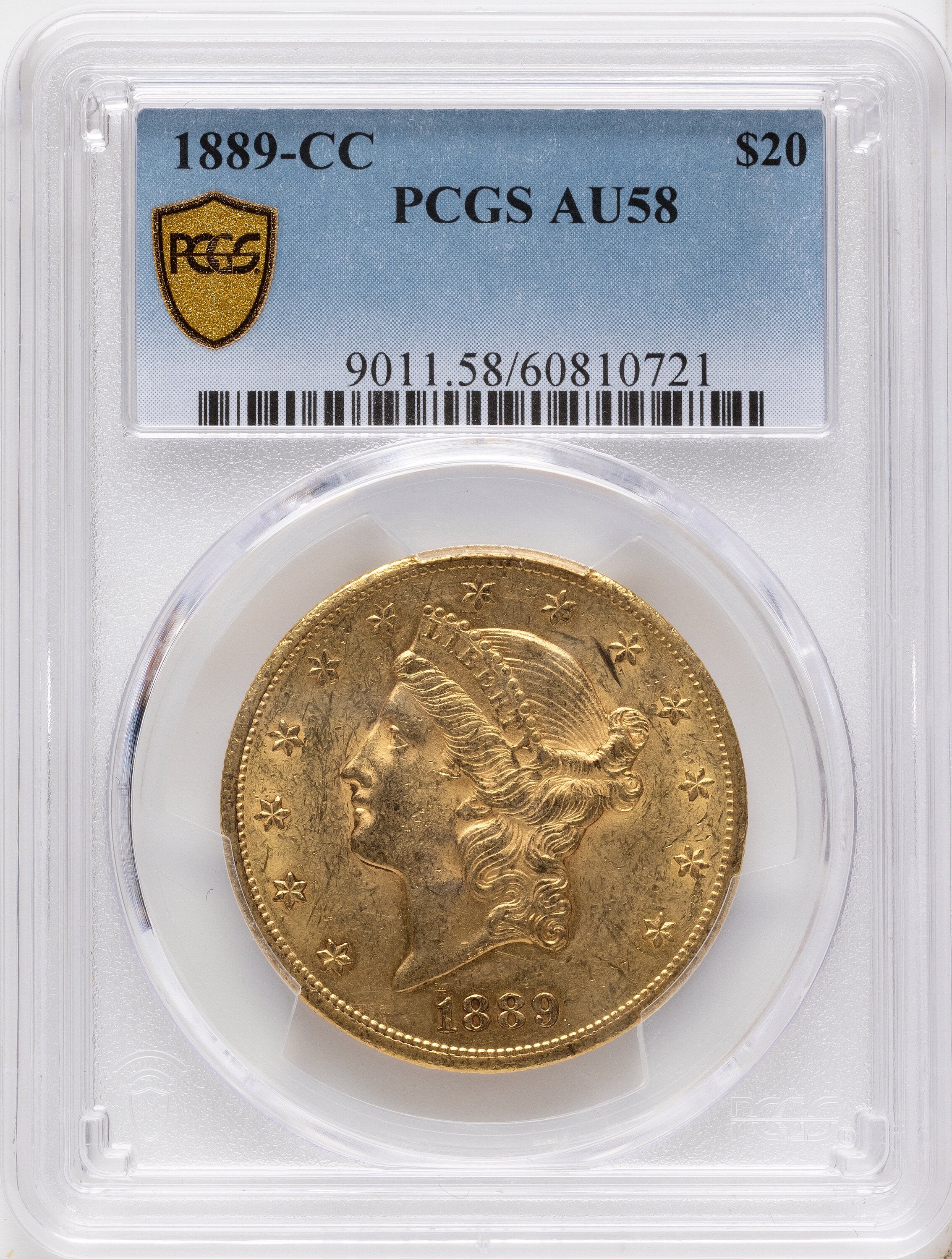 1889-CC $20 Liberty Double Eagle PCGS AU58