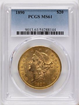 1890 $20 Liberty Double Eagle PCGS MS61
