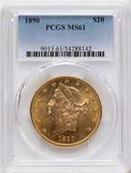 1890 $20 Liberty Double Eagle PCGS MS61