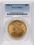 1893-S $20 Liberty Double Eagle PCGS MS64