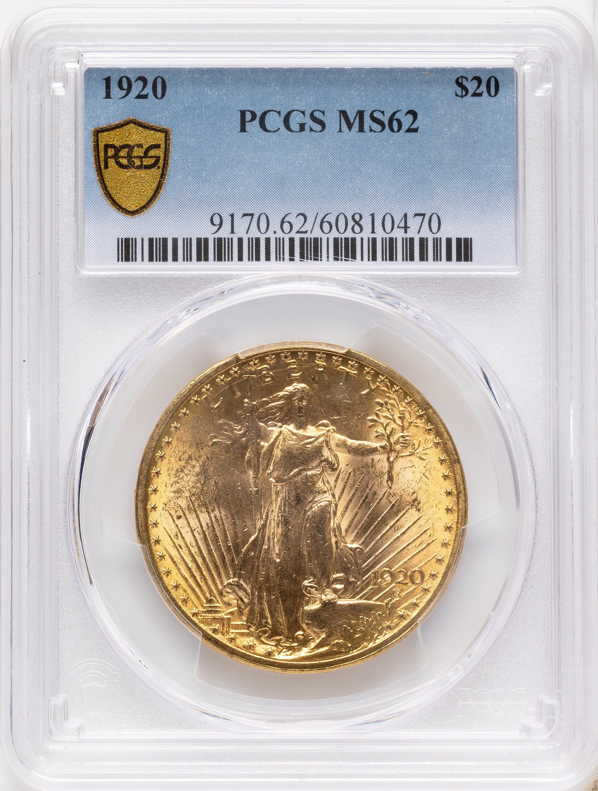 1920 $20 Saint-Gaudens Double Eagle PCGS MS62