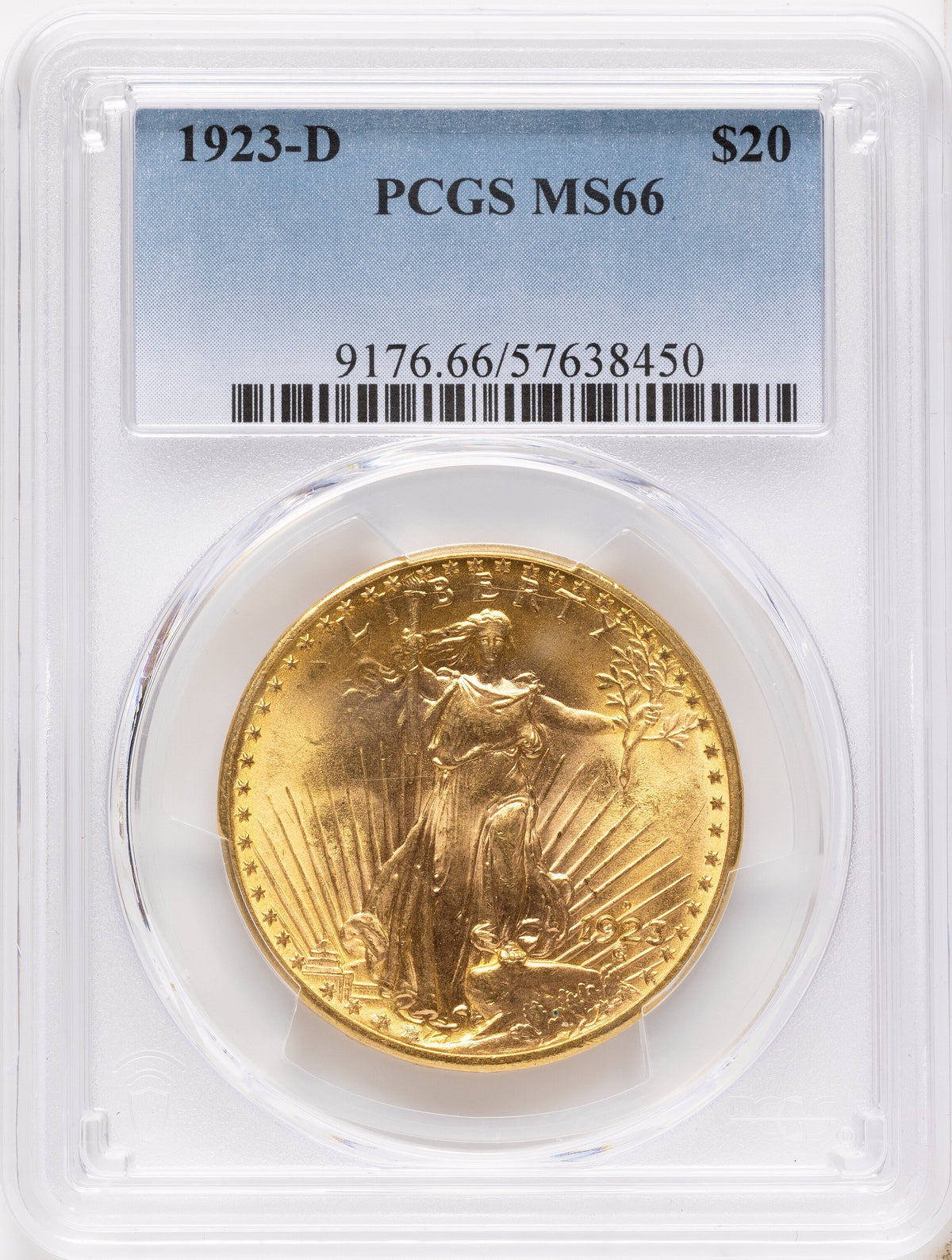 1923-D $20 Saint-Gaudens Double Eagle PCGS MS66