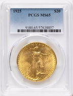 1925 $20 Saint-Gaudens Double Eagle PCGS MS65