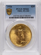 1926 $20 Tripled Die Obverse FS-101 Saint-Gaudens Double Eagle PCGS MS66