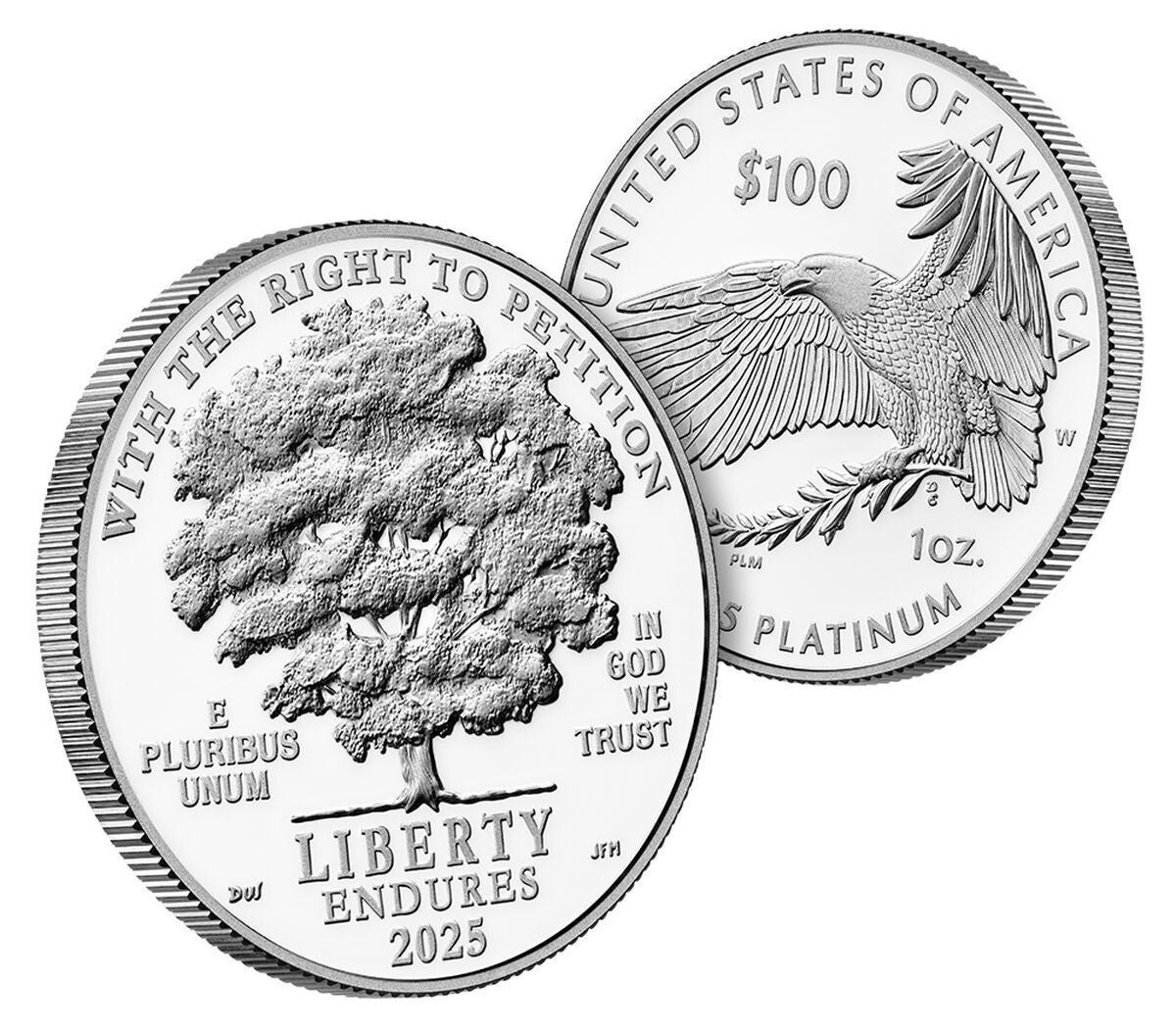 2025-W $100 Platinum Eagle Right To Petition AD CACG PR70 Founders