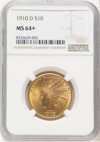 1910-D $10 Indian Eagle NGC MS64+