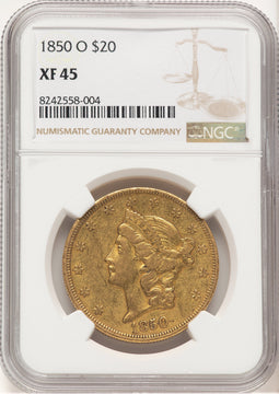 1850-O $20 Liberty Double Eagle NGC XF45