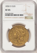 1850-O $20 Liberty Double Eagle NGC XF45