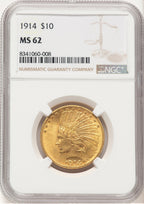 1914 $10 Brown Label Indian Eagle NGC MS62