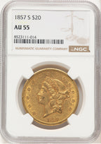 1857-S $20 Liberty Double Eagle NGC AU55 (177358002)