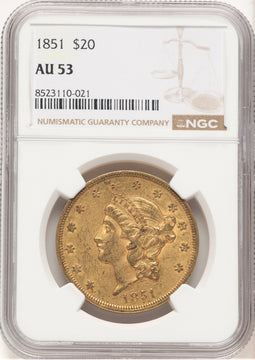 1851 $20 Liberty Double Eagle NGC AU53 (177372001)