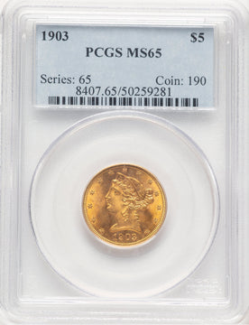 1903 $5 Liberty Half Eagle PCGS MS65 (177385005)