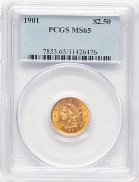 1901 $2.50 Liberty Quarter Eagle PCGS MS65 (177385006)