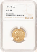 1913-S $5 Indian Half Eagle NGC AU58 (177405046)