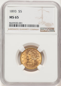 1893 $5 Liberty Half Eagle NGC MS65