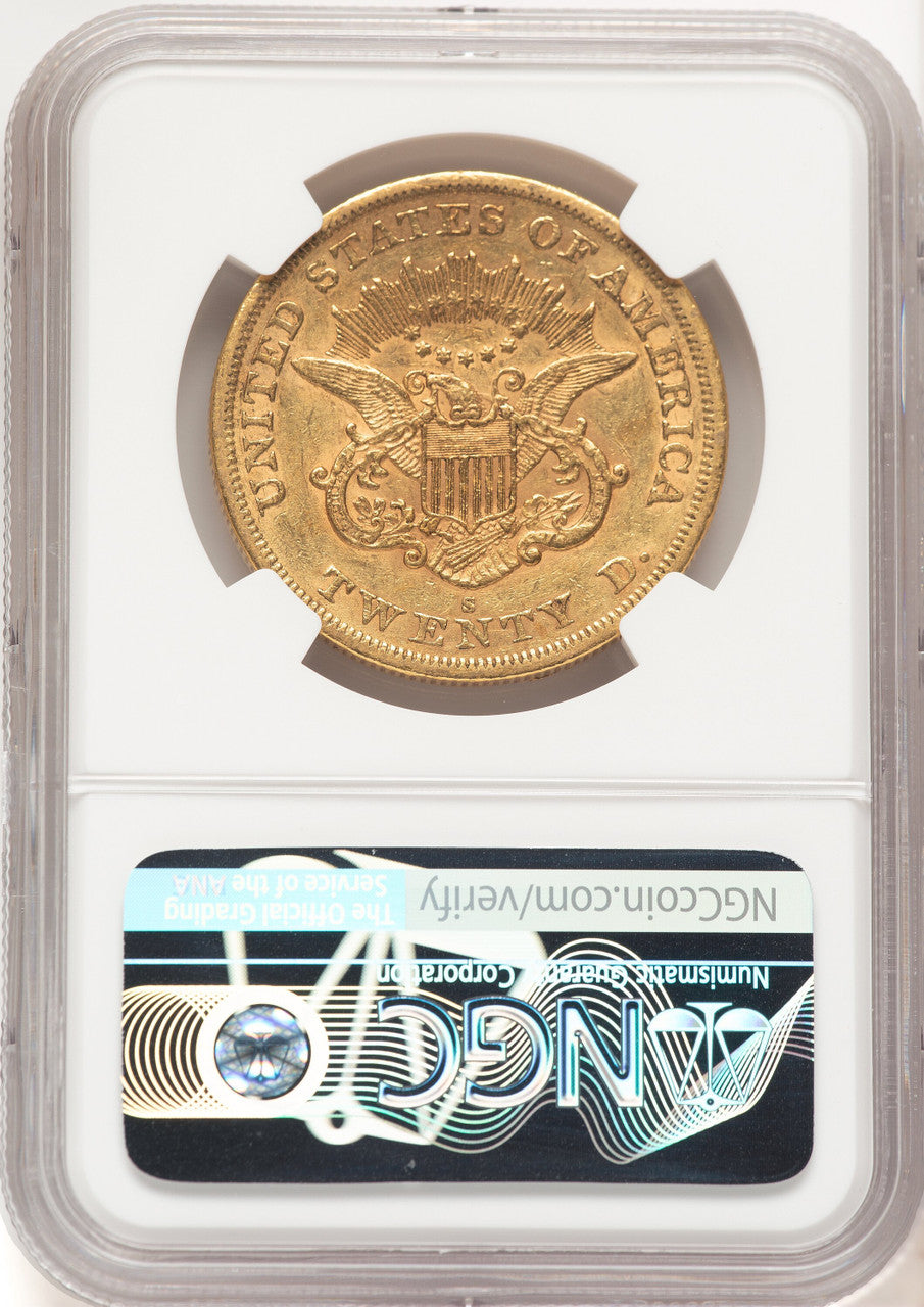 1865-S $20 Liberty Double Eagle NGC AU50