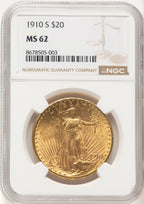 1910-S $20 Saint-Gaudens Double Eagle NGC MS62