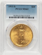 1911-S $20 Saint-Gaudens Double Eagle PCGS MS63