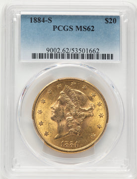 1884-S $20 Liberty Double Eagle PCGS MS62