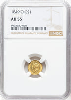 1849-O G$1 Open Wreath Gold Dollar NGC AU55