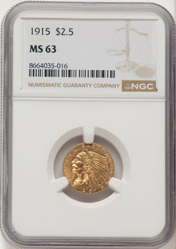 1915 $2.50 Indian Quarter Eagle NGC MS63