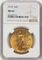 1910 $20 Saint-Gaudens Double Eagle NGC MS63