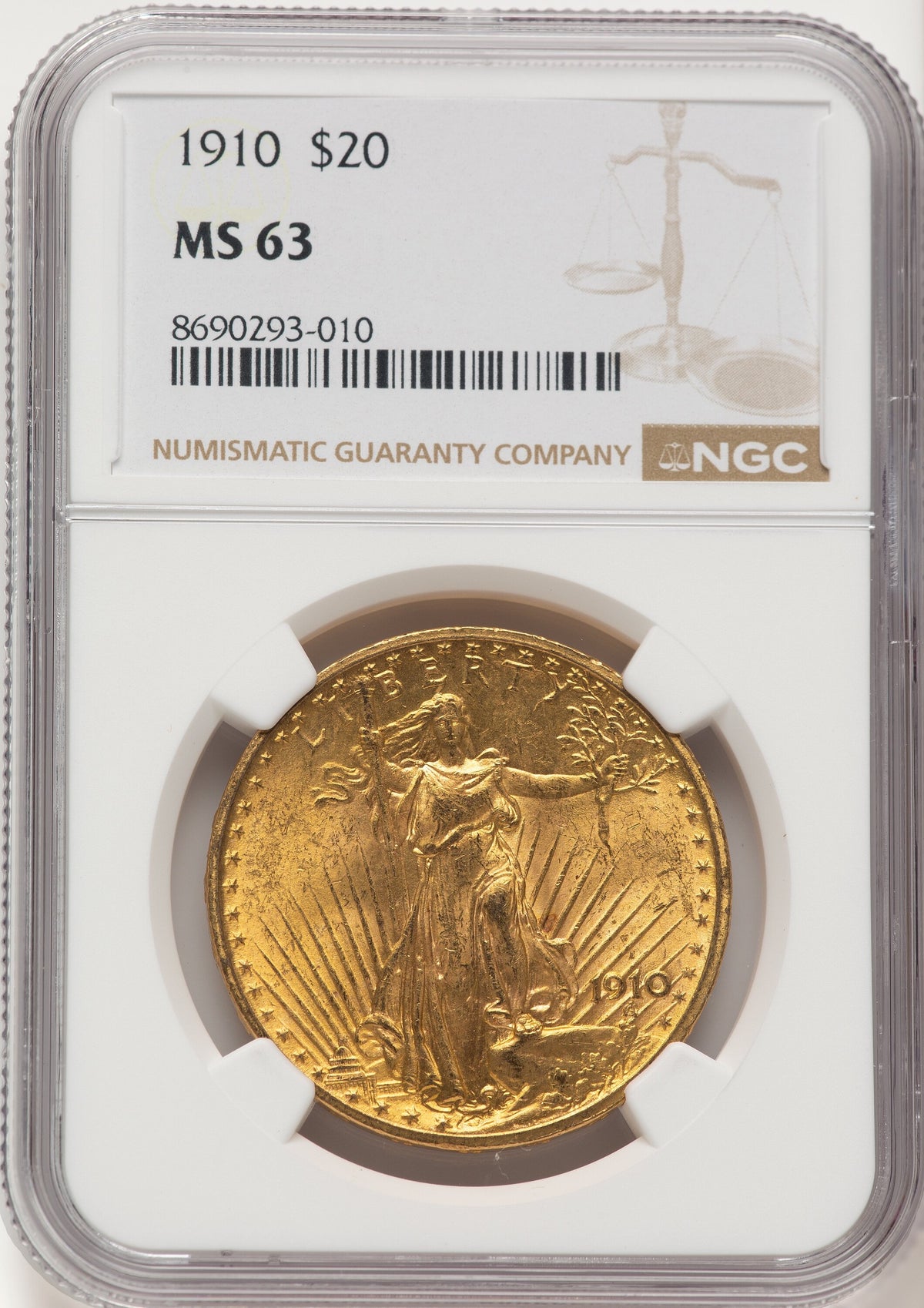1910 $20 Saint-Gaudens Double Eagle NGC MS63