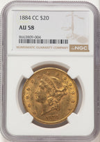 1884-CC $20 Liberty Double Eagle NGC AU58