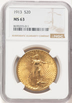 1913 $20 Saint-Gaudens Double Eagle NGC MS63