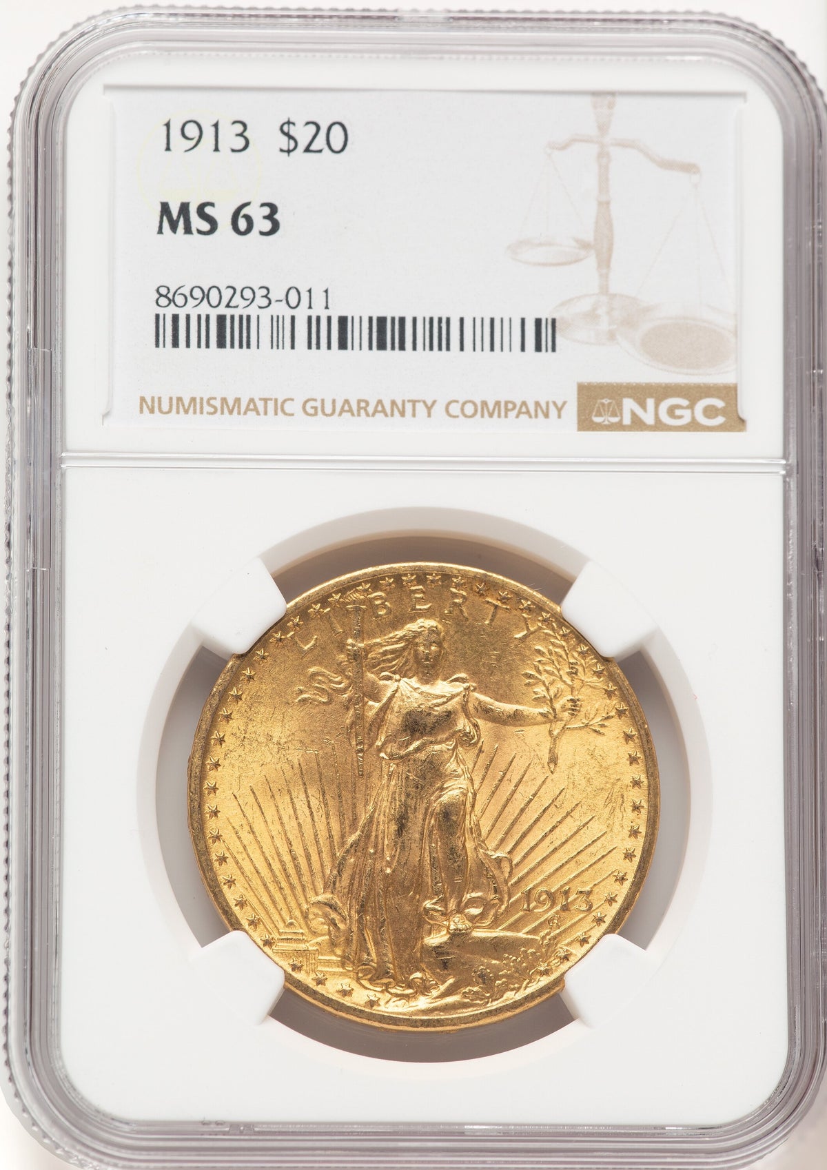 1913 $20 Saint-Gaudens Double Eagle NGC MS63