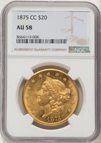 1875-CC $20 Liberty Double Eagle NGC AU58