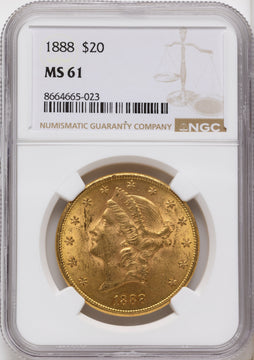 1888 $20 Liberty Double Eagle NGC MS61