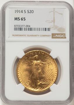 1914-S $20 Saint-Gaudens Double Eagle NGC MS65