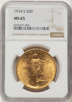 1914-S $20 Saint-Gaudens Double Eagle NGC MS65