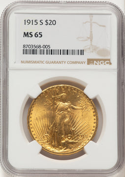 1915-S $20 Saint-Gaudens Double Eagle NGC MS65