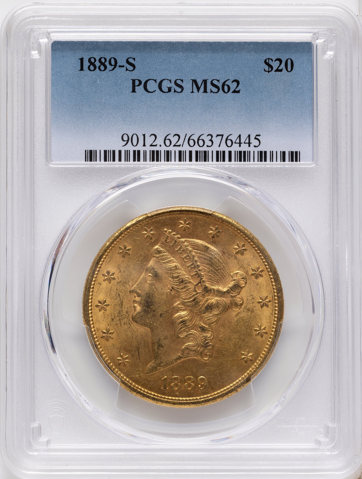 1889-S $20 Liberty Double Eagle PCGS MS62