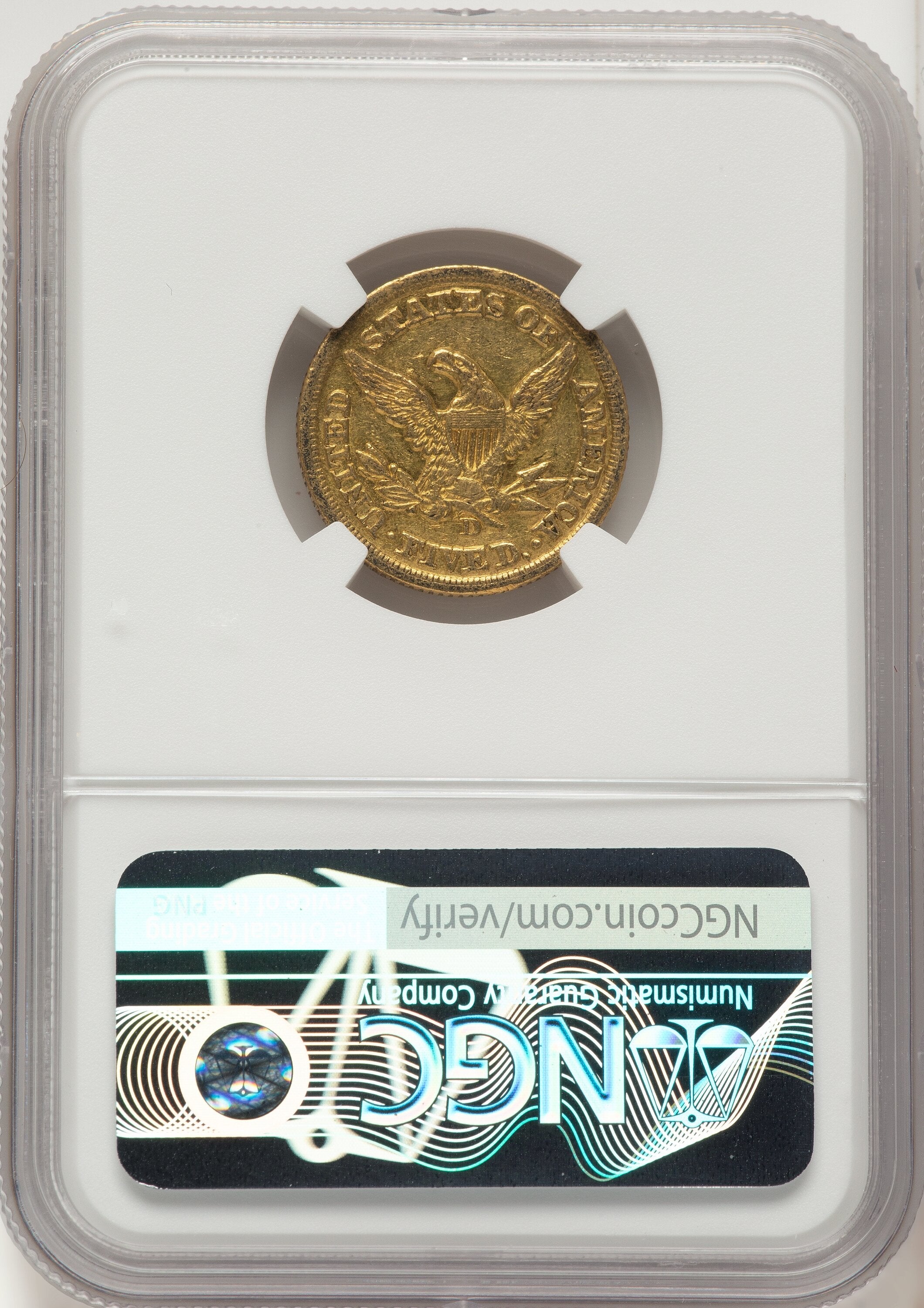 1849-D $5 Liberty Half Eagle NGC AU53