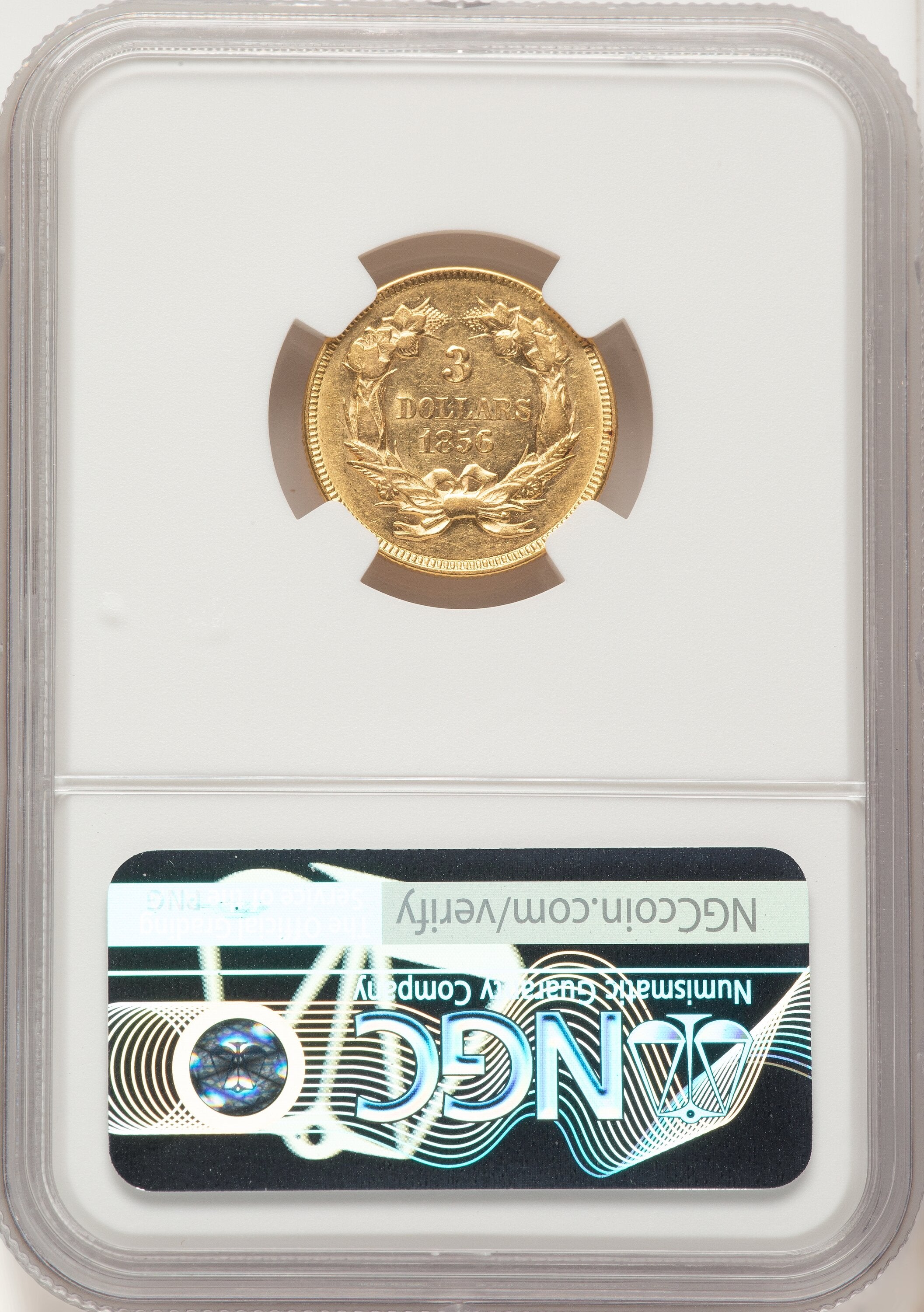 1856 $3 Three Dollar Gold Pieces NGC AU58