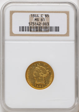 1844-C $5 Liberty Half Eagle NGC MS61