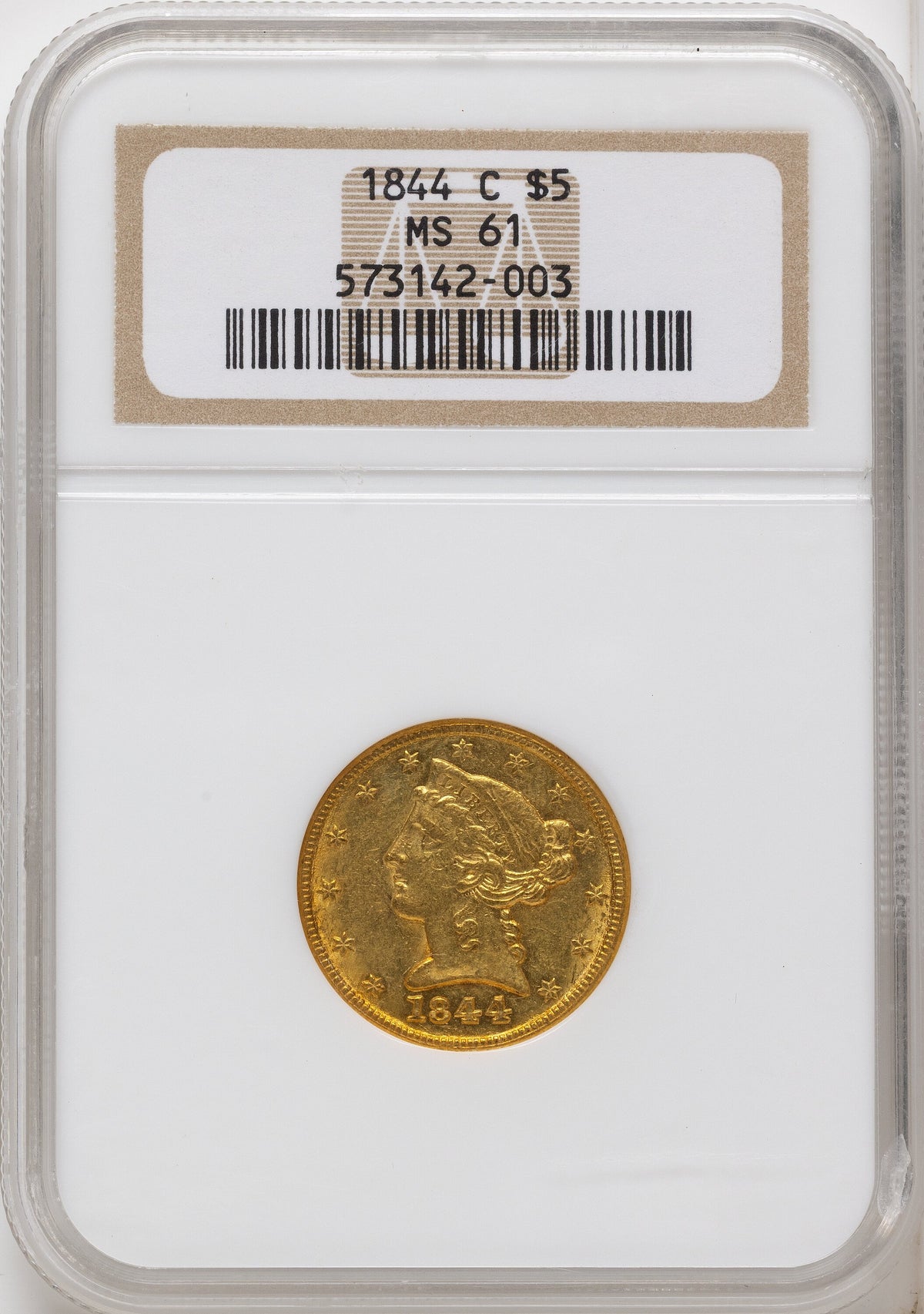 1844-C $5 Liberty Half Eagle NGC MS61