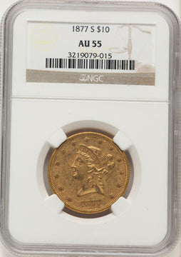 1877-S $10 Liberty Eagle NGC AU55
