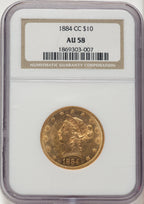 1884-CC $10 Liberty Eagle NGC AU58