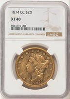 1874-CC $20 Liberty Double Eagle NGC XF40