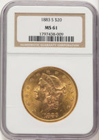 1883-S $20 Liberty Double Eagle NGC MS61