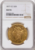 1877-CC $20 Liberty Double Eagle NGC AU55