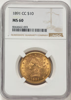 1891-CC $10 Liberty Eagle NGC MS60