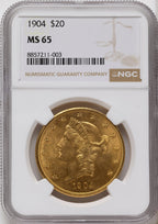 1904 $20 Liberty Liberty Double Eagle NGC MS65