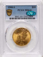 1908-S $10 CAC Indian Eagle PCGS MS64+