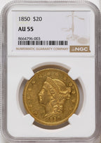 1850 $20 Liberty Double Eagle NGC AU55