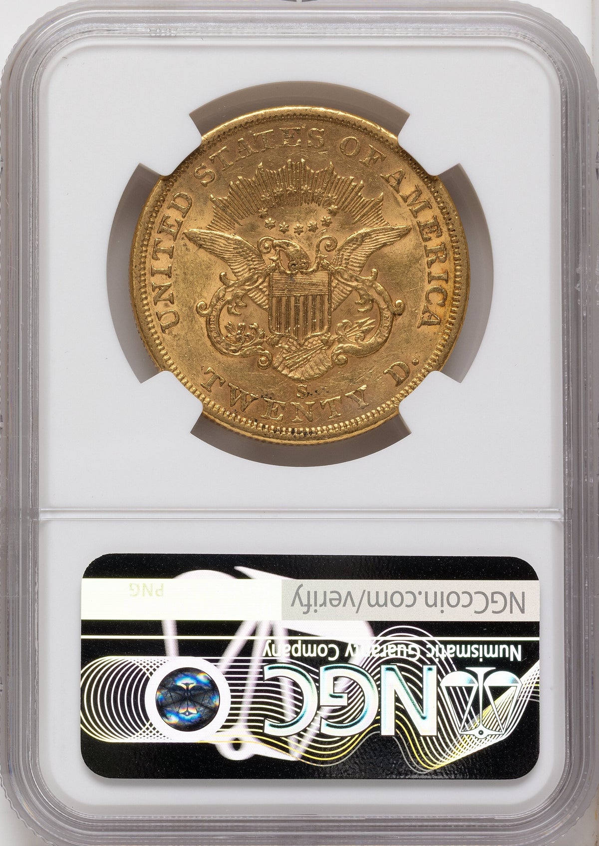 1862-S $20 Liberty Double Eagle NGC AU55